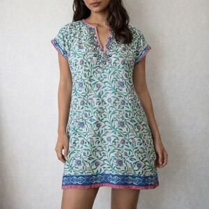 Bella Tu Savannah‎ Floral Beaded Embroidered Tunic Dress XS Resort Vacation